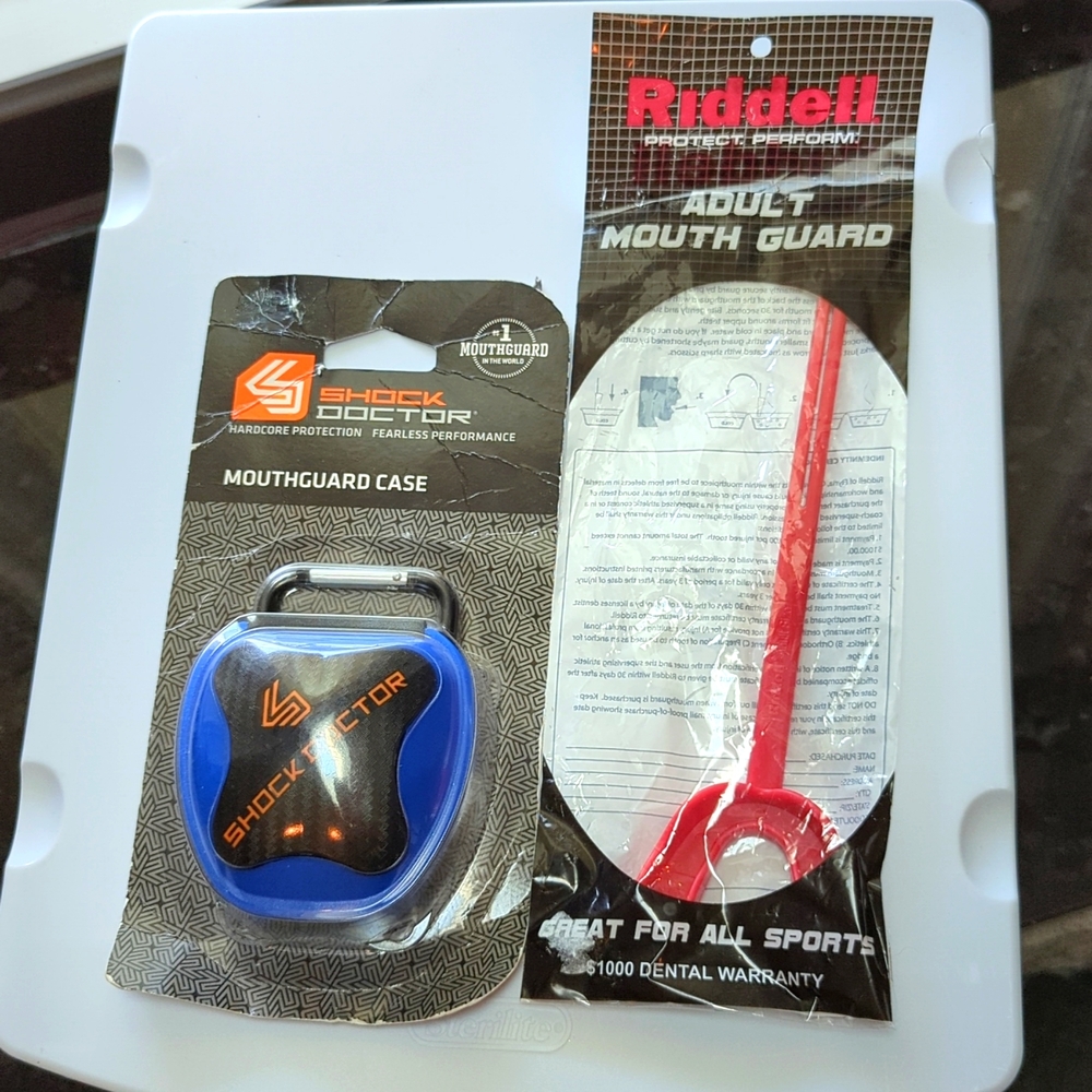 Football, mouth guard and case, NEW